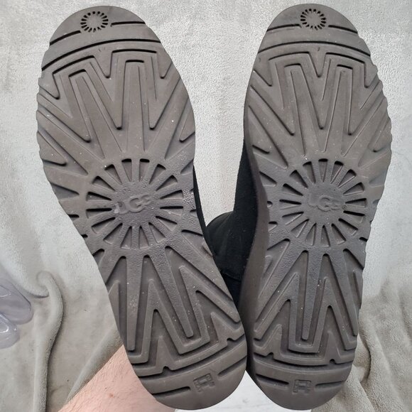 Ugg Shoes Womens Size 8 Black Suede Kristin Short Wedge Shearling Lined Boots - Picture 6 of 9